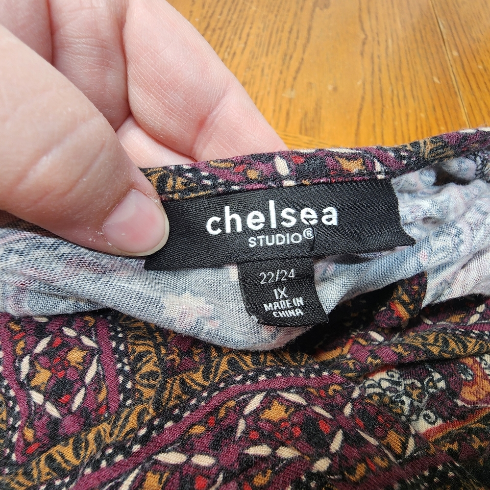Chelsea Studio Multi-Color Long Sleeve Plus Size 1X 22/24 Top - Picture 7 of 9